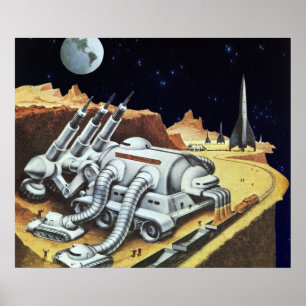Vintage Science Fiction, Space Station on the Moon Poster