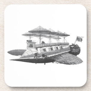 Vintage Science Fiction Steampunk Airship Eclipse Coaster