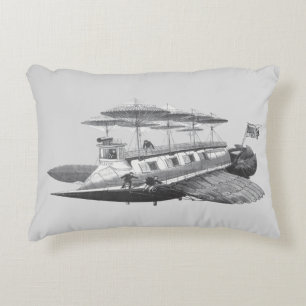 Vintage Science Fiction Steampunk Airship Eclipse Decorative Cushion