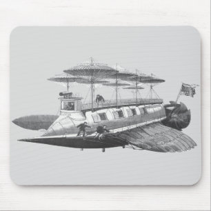 Vintage Science Fiction Steampunk Airship Eclipse Mouse Pad
