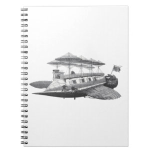 Vintage Science Fiction Steampunk Airship Eclipse Notebook