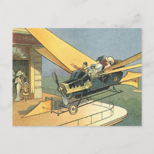 Vintage Science Fiction Steampunk Convertible Car Postcard
