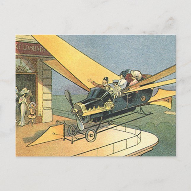 Vintage Science Fiction Steampunk Convertible Car Postcard (Front)