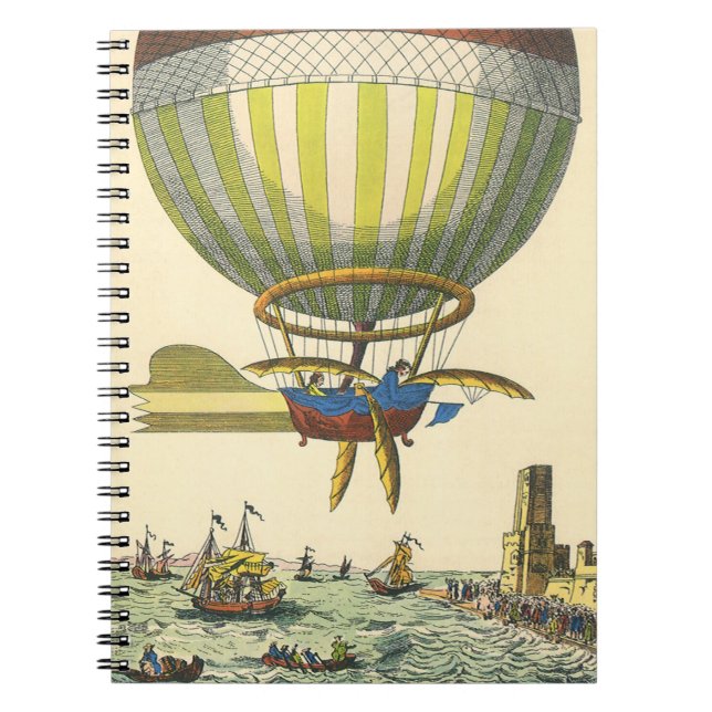 Vintage Science Fiction Steampunk Hot Air Balloon Notebook (Front)