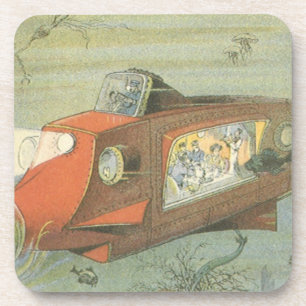 Vintage Science Fiction Steampunk Submarine in Sea Coaster