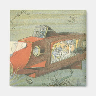 Vintage Science Fiction Steampunk Submarine in Sea Magnet