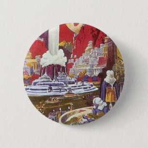 Vintage Science Fiction, the Lost City of Atlantis 6 Cm Round Badge