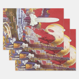 Vintage Science Fiction, the Lost City of Atlantis Wrapping Paper Sheet