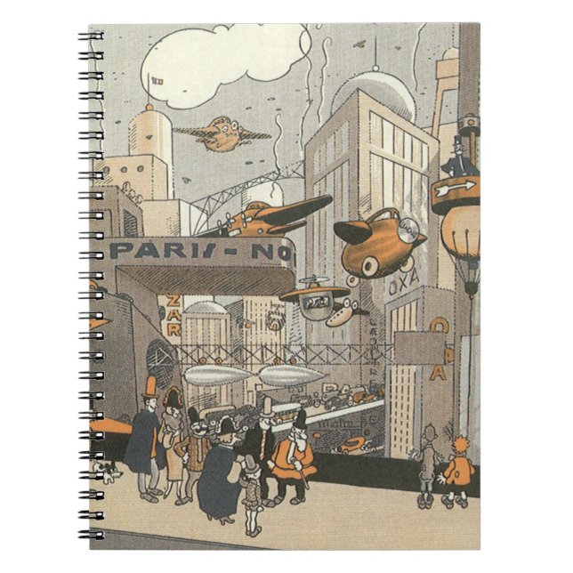 Vintage Science Fiction Urban Paris, Steam Punk Notebook (Front)
