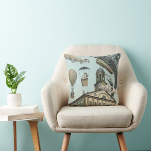 Vintage Science Fiction, Victorian Steam Punk City Cushion