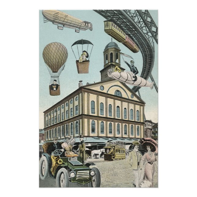 Vintage Science Fiction, Victorian Steam Punk City Poster (Front)