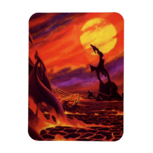 Vintage Science Fiction Volcano Planet w Red Lava Magnet