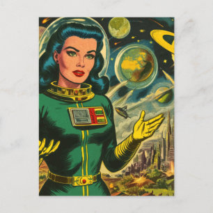 Vintage Science Fiction Woman Comics Postcard