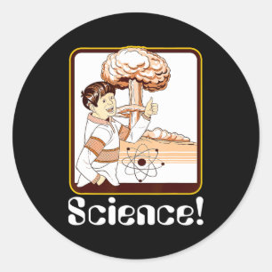 Vintage Science Gift Funny Atomic Bomb Retro Nerd Classic Round Sticker