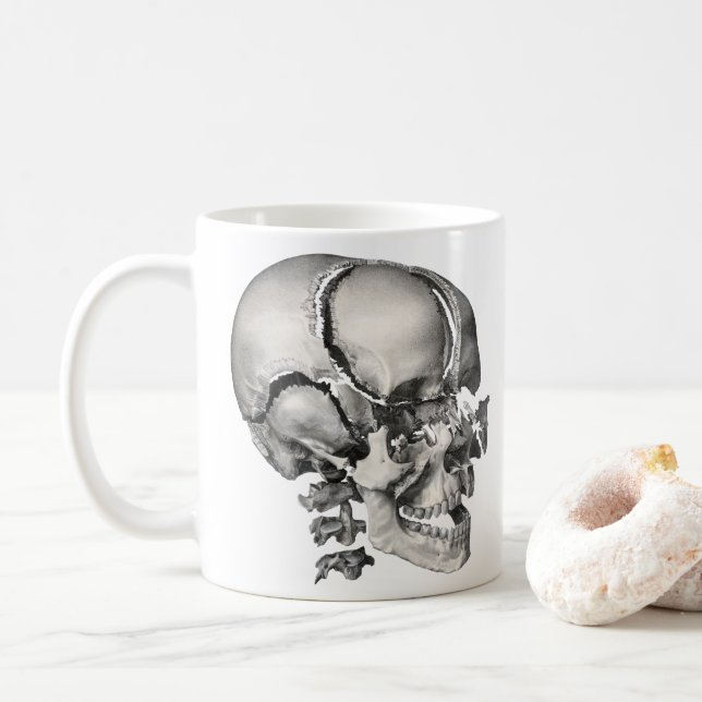 Vintage Science Human Anatomy, Antique Skull Coffee Mug (With Donut)