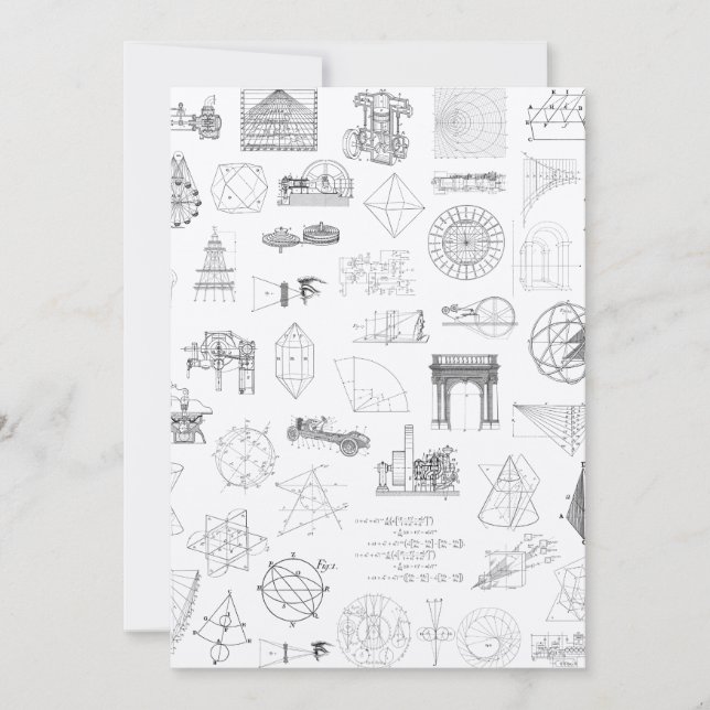 Vintage Science Illustrations Black White Pattern Card (Front)