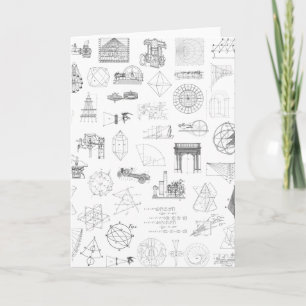 Vintage Science Illustrations Black White Pattern Card