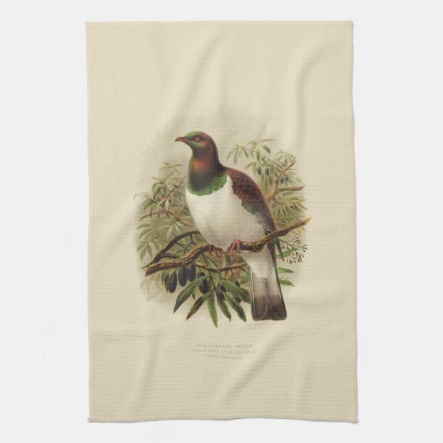 Vintage Science NZ Birds - Kereru Tea Towel (Vertical)