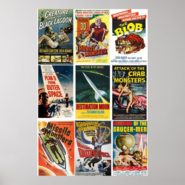 Vintage SciFi Movies Collage Poster (Front)