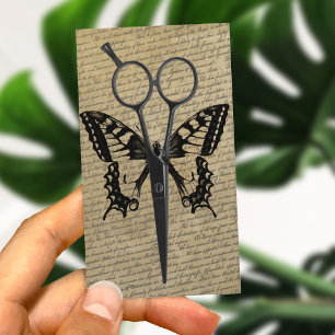 Vintage Scissor & Butterfly Elegant Hair Stylist Business Card