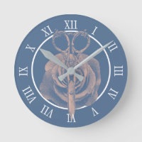 Vintage Scissor & Rose Flower Dusty Blue Salon