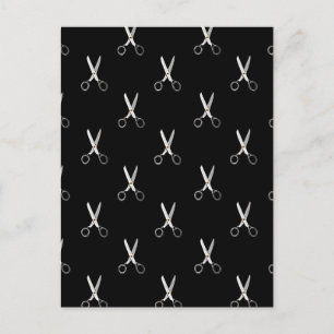 Vintage Scissors Black Minimalist Pattern Postcard