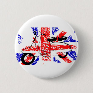 Vintage Scooter and faded Union jack 6 Cm Round Badge