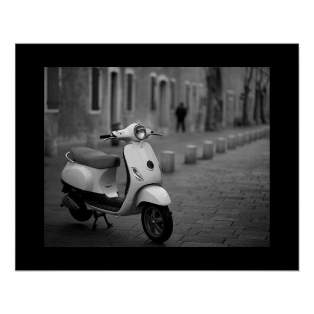 Vintage Scooter | Black + White | New York Poster (Front)