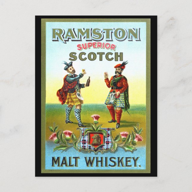 Vintage Scotch Whiskey LABEL Postcard (Front)