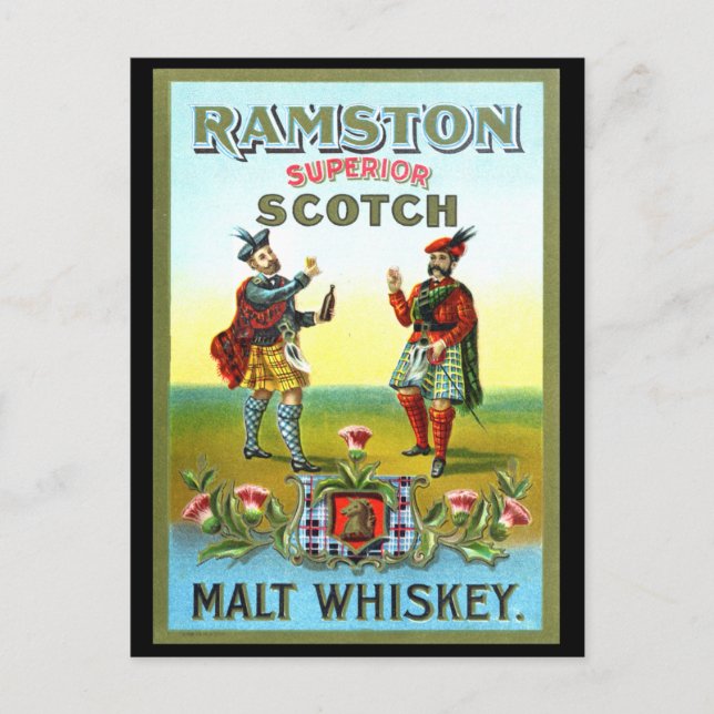 Vintage Scotch Whiskey LABEL Postcard (Front)