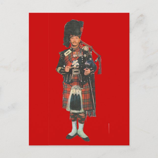 Vintage Scotland, Follow the Bagpipes Postcard (Front)