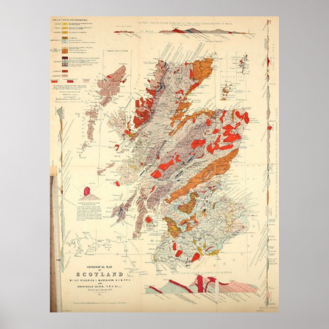 Vintage Scotland Geological Map (1865) Poster (Front)