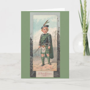 Vintage Scottish Boy Christmas Greeting Card