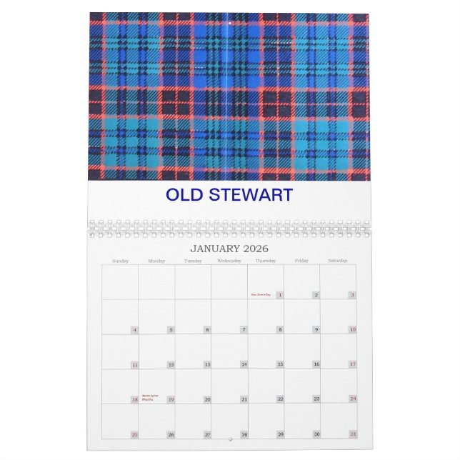 VINTAGE SCOTTISH FAMILY TARTAN CALANDAR CALENDAR (Jan 2026)