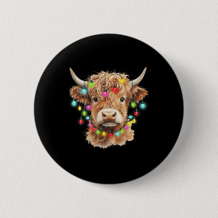 Vintage Scottish Highland Cow Animal Christmas Xma 6 Cm Round Badge