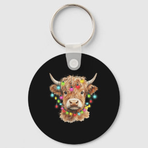Vintage Scottish Highland Cow Animal Christmas Xma Key Ring