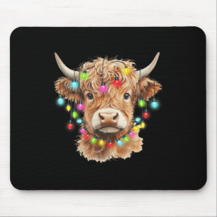 Vintage Scottish Highland Cow Animal Christmas Xma Mouse Pad
