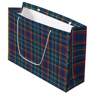 Vintage Scottish Tartan Plaids, blue, red, yellow Large Gift Bag