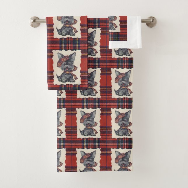 Vintage Scottish Terrier Bath Towel Set (Insitu)