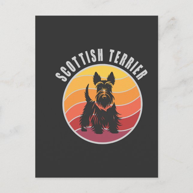 Vintage Scottish Terrier Sunset Postcard (Front)