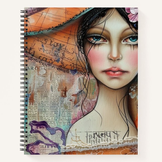 Vintage Scrapbook Collage Face (10) Notebook (Front)