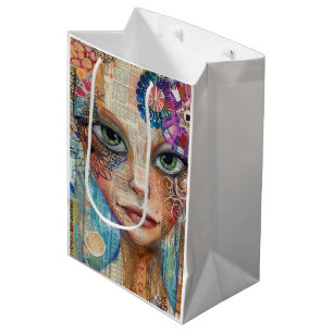 Vintage Scrapbook Collage Face (3) Medium Gift Bag