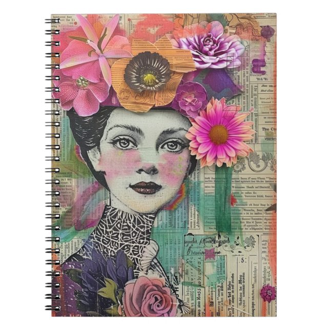 Vintage Scrapbook Collage Face (5) Notebook (Front)