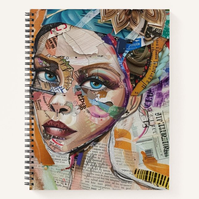 Vintage Scrapbook Collage Face (6) Notebook (Front)