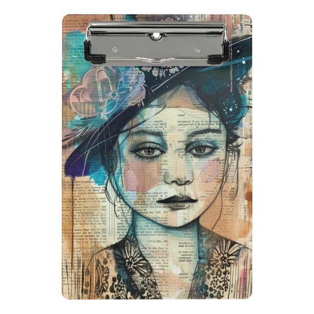 Vintage Scrapbook Collage Face (7) Mini Clipboard (Front)