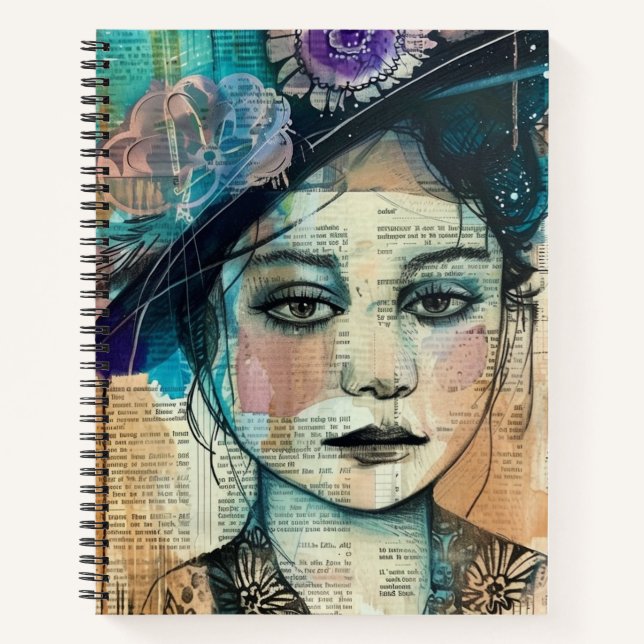 Vintage Scrapbook Collage Face (7) Notebook (Front)