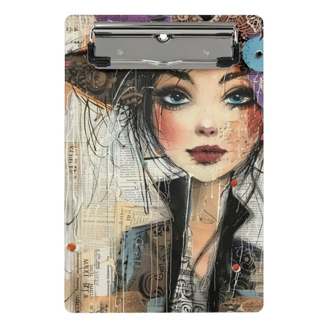 Vintage Scrapbook Collage Face (8) Mini Clipboard (Front)