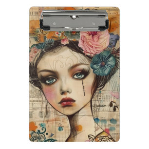 Vintage Scrapbook Collage Face (9) Mini Clipboard