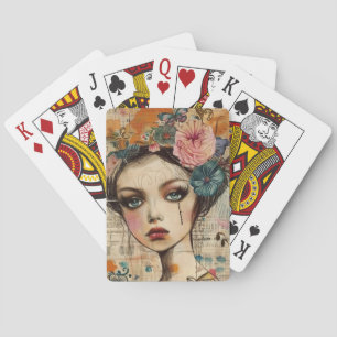 Vintage Scrapbook Collage Face (9) Playing Cards