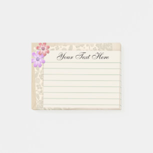 Vintage Scrapbook Floral with lines Post-It Notes